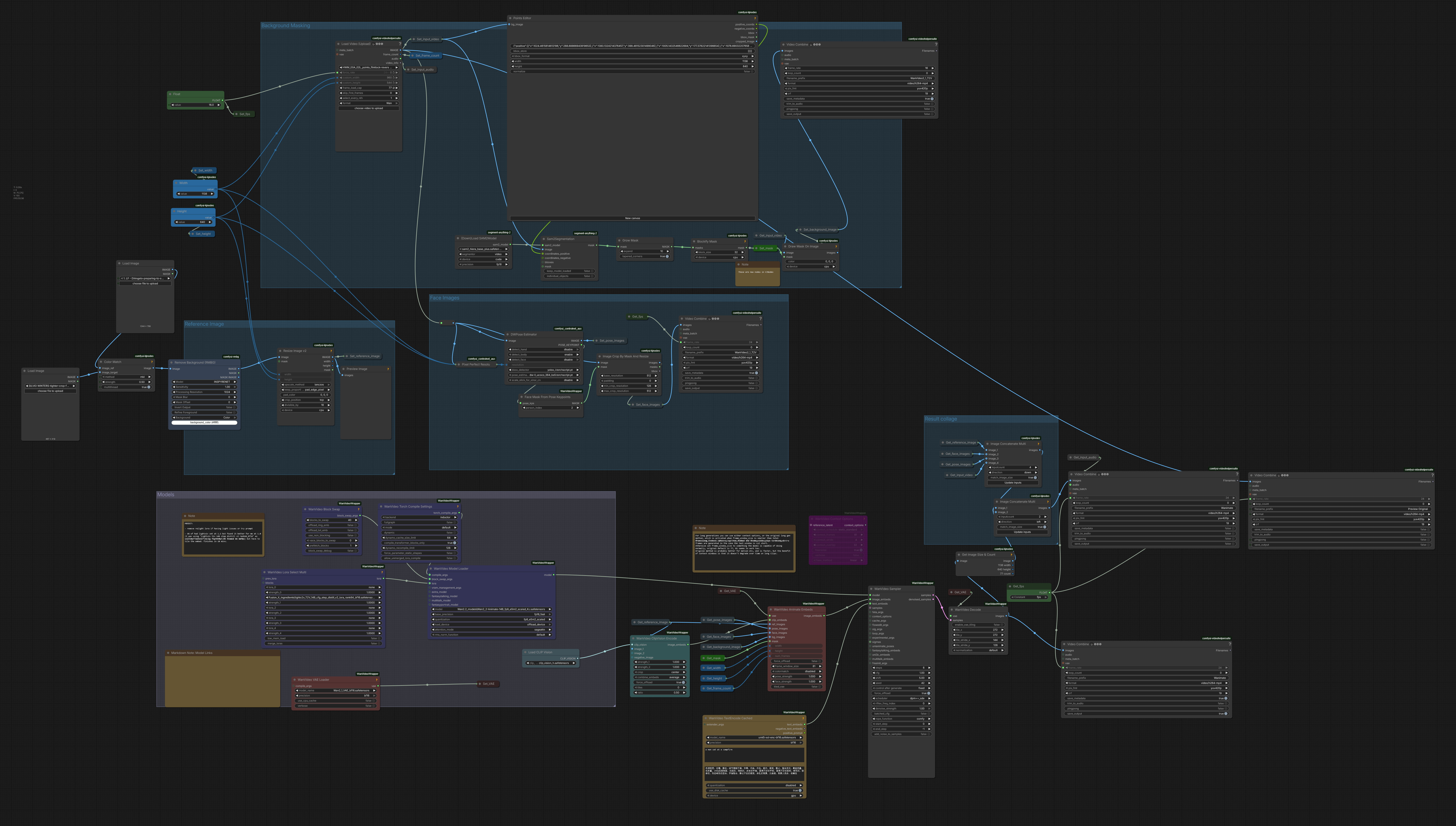 VACE 2.2 WAN 2.2 dual workflow for inpaint fixing video clips.